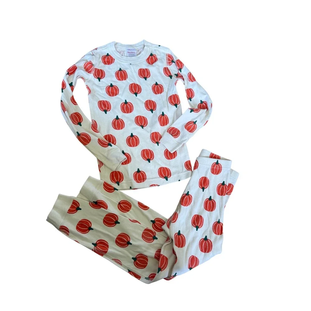 Hanna Andersson orange pumpkins print two piece pajama set